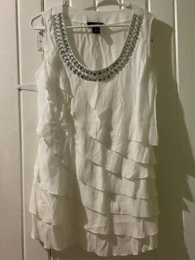 ASHRO tiered ruffle blouse with rhinestone bling size 6 NWOT